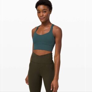 Lululemon Free To Be Bra Long Line Light Support size 4 Teal coloured Sports Bra